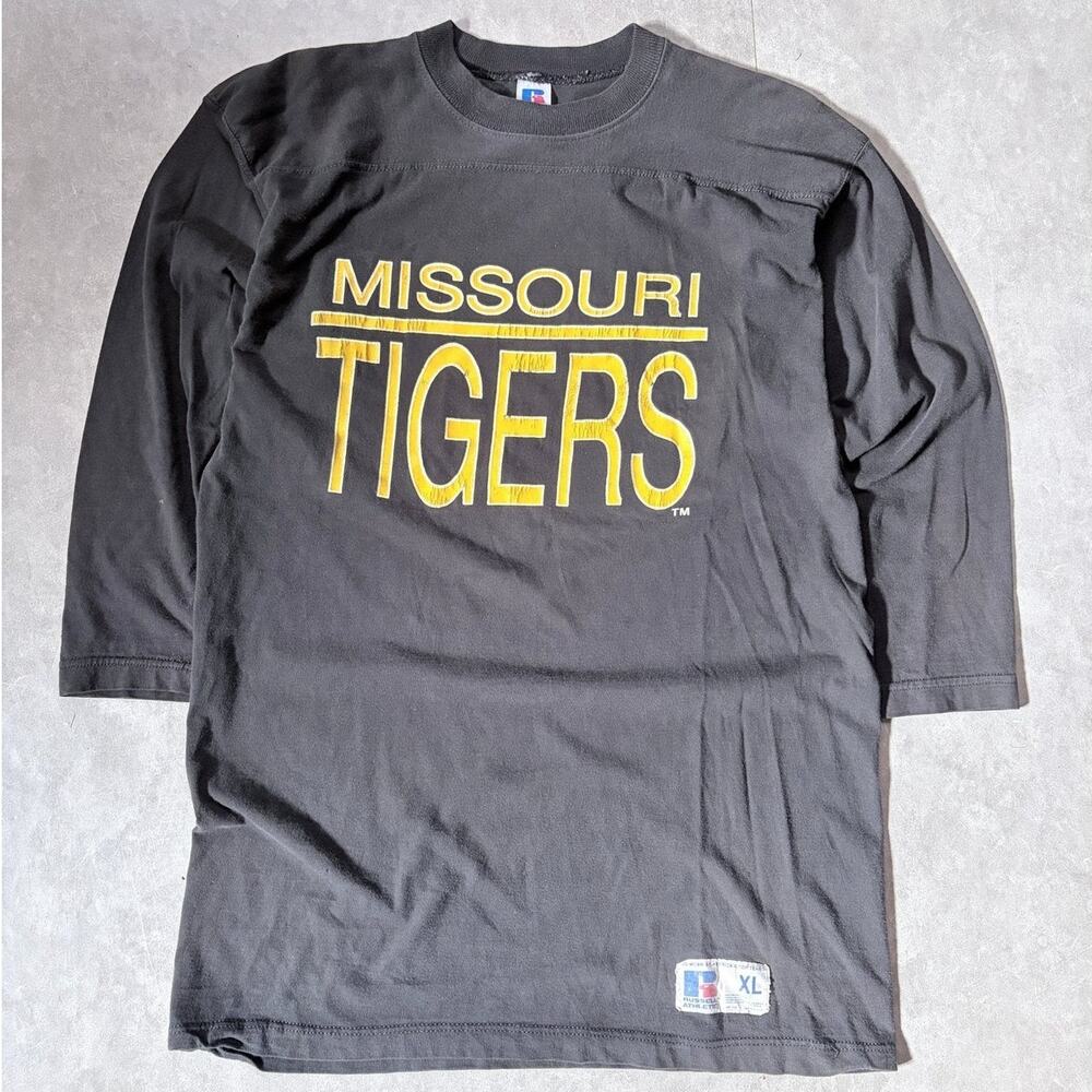 90s Vintage Missouri Tigers 3/4 Sleeve Black Shirt -XL
